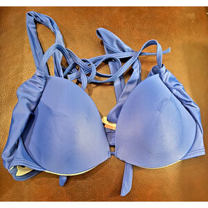 Victoria's Secret Bikini Top Swimsuit Blue Convertible Straps 34C 2016